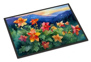 NEW Colorado Rocky Mountain Columbine in Watercolor Doormat Front Door Mat Indoor Outdoor Rugs for Entryway, Non Slip Washable Low Pile, 18H X 27W NEW Colorado Rocky Mountain Columbine in Watercolor Doormat Front Door Mat Indoor Outdoor Rugs for Entryway, Non Slip Washable Low Pile, 18H X 27W