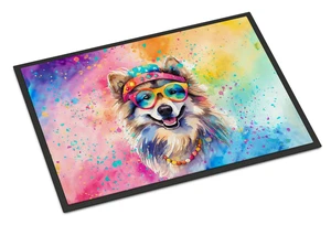 NEW Keeshond Hippie Dawg Doormat Front Door Mat Indoor Outdoor Rugs for Entryway, Non Slip Washable Low Pile, 18H X 27W NEW Keeshond Hippie Dawg Doormat Front Door Mat Indoor Outdoor Rugs for Entryway, Non Slip Washable Low Pile, 18H X 27W