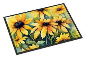 NEW Maryland Black-Eyed Susans in Watercolor Doormat Front Door Mat Indoor Outdoor Rugs for Entryway, Non Slip Washable Low Pile, 18H X 27W NEW Maryland Black-Eyed Susans in Watercolor Doormat Front Door Mat Indoor Outdoor Rugs for Entryway, Non Slip Washable Low Pile, 18H X 27W