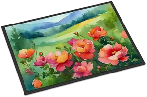 NEW Iowa Wild Prairie Roses in Watercolor Doormat Front Door Mat Indoor Outdoor Rugs for Entryway, Non Slip Washable Low Pile, 18H X 27W NEW Iowa Wild Prairie Roses in Watercolor Doormat Front Door Mat Indoor Outdoor Rugs for Entryway, Non Slip Washable Low Pile, 18H X 27W