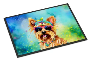 NEW Yorkshire Terrier Hippie Dawg Doormat Front Door Mat Indoor Outdoor Rugs for Entryway, Non Slip Washable Low Pile, 18H X 27W NEW Yorkshire Terrier Hippie Dawg Doormat Front Door Mat Indoor Outdoor Rugs for Entryway, Non Slip Washable Low Pile, 18H X 27W