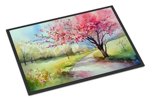 NEW Michigan Apple Blossoms in Watercolor Doormat Front Door Mat Indoor Outdoor Rugs for Entryway, Non Slip Washable Low Pile, 18H X 27W NEW Michigan Apple Blossoms in Watercolor Doormat Front Door Mat Indoor Outdoor Rugs for Entryway, Non Slip Washable Low Pile, 18H X 27W