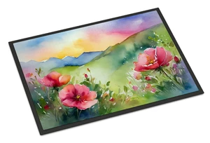 NEW North Dakota Wild Prairie Roses in Watercolor Doormat Front Door Mat Indoor Outdoor Rugs for Entryway, Non Slip Washable Low Pile, 18H X 27W NEW North Dakota Wild Prairie Roses in Watercolor Doormat Front Door Mat Indoor Outdoor Rugs for Entryway, Non Slip Washable Low Pile, 18H X 27W
