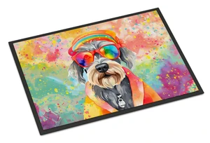 NEW Schnauzer Hippie Dawg Doormat Front Door Mat Indoor Outdoor Rugs for Entryway, Non Slip Washable Low Pile, 18H X 27W NEW Schnauzer Hippie Dawg Doormat Front Door Mat Indoor Outdoor Rugs for Entryway, Non Slip Washable Low Pile, 18H X 27W