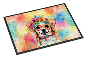 NEW Chihuahua Hippie Dawg Doormat Front Door Mat Indoor Outdoor Rugs for Entryway, Non Slip Washable Low Pile, 18H X 27W NEW Chihuahua Hippie Dawg Doormat Front Door Mat Indoor Outdoor Rugs for Entryway, Non Slip Washable Low Pile, 18H X 27W