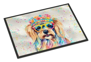 NEW Yorkshire Terrier Hippie Dawg Doormat Front Door Mat Indoor Outdoor Rugs for Entryway, Non Slip Washable Low Pile, 18H X 27W NEW Yorkshire Terrier Hippie Dawg Doormat Front Door Mat Indoor Outdoor Rugs for Entryway, Non Slip Washable Low Pile, 18H X 27W
