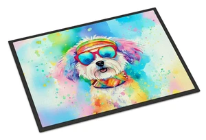 NEW Bichon Frise Hippie Dawg Doormat Front Door Mat Indoor Outdoor Rugs for Entryway, Non Slip Washable Low Pile, 18H X 27W NEW Bichon Frise Hippie Dawg Doormat Front Door Mat Indoor Outdoor Rugs for Entryway, Non Slip Washable Low Pile, 18H X 27W