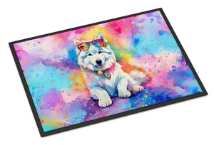 NEW Samoyed Hippie Dawg Doormat Front Door Mat Indoor Outdoor Rugs for Entryway, Non Slip Washable Low Pile, 18H X 27W NEW Samoyed Hippie Dawg Doormat Front Door Mat Indoor Outdoor Rugs for Entryway, Non Slip Washable Low Pile, 18H X 27W