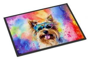 NEW Yorkshire Terrier Hippie Dawg Doormat Front Door Mat Indoor Outdoor Rugs for Entryway, Non Slip Washable Low Pile, 18H X 27W NEW Yorkshire Terrier Hippie Dawg Doormat Front Door Mat Indoor Outdoor Rugs for Entryway, Non Slip Washable Low Pile, 18H X 27W