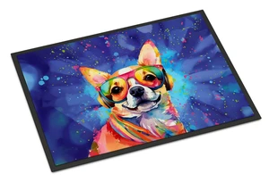 NEW Chihuahua Hippie Dawg Doormat Front Door Mat Indoor Outdoor Rugs for Entryway, Non Slip Washable Low Pile, 18H X 27W NEW Chihuahua Hippie Dawg Doormat Front Door Mat Indoor Outdoor Rugs for Entryway, Non Slip Washable Low Pile, 18H X 27W