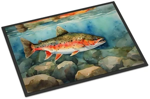 NEW Brook Trout Doormat Front Door Mat Indoor Outdoor Rugs for Entryway, Non Slip Washable Low Pile, 18H X 27W NEW Brook Trout Doormat Front Door Mat Indoor Outdoor Rugs for Entryway, Non Slip Washable Low Pile, 18H X 27W