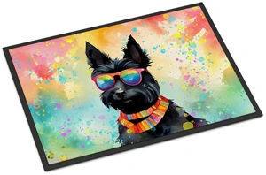 NEW Scottish Terrier Hippie Dawg Doormat Front Door Mat Indoor Outdoor Rugs for Entryway, Non Slip Washable Low Pile, 18H X 27W NEW Scottish Terrier Hippie Dawg Doormat Front Door Mat Indoor Outdoor Rugs for Entryway, Non Slip Washable Low Pile, 18H X 27W