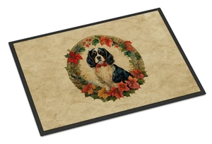 NEW Cavalier Spaniel Christmas Flowers Doormat Front Door Mat Indoor Outdoor Rugs for Entryway, Non Slip Washable Low Pile, 18H X 27W NEW Cavalier Spaniel Christmas Flowers Doormat Front Door Mat Indoor Outdoor Rugs for Entryway, Non Slip Washable Low Pile, 18H X 27W