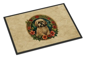 NEW Lhasa Apso Christmas Flowers Doormat Front Door Mat Indoor Outdoor Rugs for Entryway, Non Slip Washable Low Pile, 18H X 27W NEW Lhasa Apso Christmas Flowers Doormat Front Door Mat Indoor Outdoor Rugs for Entryway, Non Slip Washable Low Pile, 18H X 27W