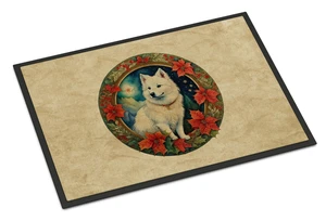 NEW American Eskimo Christmas Flowers Doormat Front Door Mat Indoor Outdoor Rugs for Entryway, Non Slip Washable Low Pile, 18H X 27W NEW American Eskimo Christmas Flowers Doormat Front Door Mat Indoor Outdoor Rugs for Entryway, Non Slip Washable Low Pile, 18H X 27W