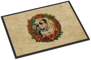 NEW English Bulldog Christmas Flowers Doormat Front Door Mat Indoor Outdoor Rugs for Entryway, Non Slip Washable Low Pile, 18H X 27W NEW English Bulldog Christmas Flowers Doormat Front Door Mat Indoor Outdoor Rugs for Entryway, Non Slip Washable Low Pile, 18H X 27W