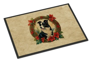 NEW Border Collie Christmas Flowers Doormat Front Door Mat Indoor Outdoor Rugs for Entryway, Non Slip Washable Low Pile, 18H X 27W NEW Border Collie Christmas Flowers Doormat Front Door Mat Indoor Outdoor Rugs for Entryway, Non Slip Washable Low Pile, 18H X 27W
