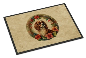 NEW Cavalier Spaniel Christmas Flowers Doormat Front Door Mat Indoor Outdoor Rugs for Entryway, Non Slip Washable Low Pile, 18H X 27W NEW Cavalier Spaniel Christmas Flowers Doormat Front Door Mat Indoor Outdoor Rugs for Entryway, Non Slip Washable Low Pile, 18H X 27W