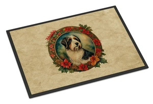 NEW Bearded Collie Christmas Flowers Doormat Front Door Mat Indoor Outdoor Rugs for Entryway, Non Slip Washable Low Pile, 18H X 27W NEW Bearded Collie Christmas Flowers Doormat Front Door Mat Indoor Outdoor Rugs for Entryway, Non Slip Washable Low Pile, 18H X 27W