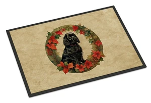 NEW Cocker Spaniel Christmas Flowers Doormat Front Door Mat Indoor Outdoor Rugs for Entryway, Non Slip Washable Low Pile, 18H X 27W NEW Cocker Spaniel Christmas Flowers Doormat Front Door Mat Indoor Outdoor Rugs for Entryway, Non Slip Washable Low Pile, 18H X 27W