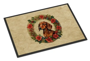 NEW Dachshund Christmas Flowers Doormat Front Door Mat Indoor Outdoor Rugs for Entryway, Non Slip Washable Low Pile, 18H X 27W NEW Dachshund Christmas Flowers Doormat Front Door Mat Indoor Outdoor Rugs for Entryway, Non Slip Washable Low Pile, 18H X 27W