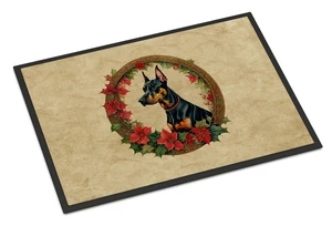 NEW Doberman Pinscher Christmas Flowers Doormat Front Door Mat Indoor Outdoor Rugs for Entryway, Non Slip Washable Low Pile, 18H X 27W NEW Doberman Pinscher Christmas Flowers Doormat Front Door Mat Indoor Outdoor Rugs for Entryway, Non Slip Washable Low Pile, 18H X 27W
