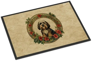 NEW Tibetan Terrier Christmas Flowers Doormat Front Door Mat Indoor Outdoor Rugs for Entryway, Non Slip Washable Low Pile, 18H X 27W NEW Tibetan Terrier Christmas Flowers Doormat Front Door Mat Indoor Outdoor Rugs for Entryway, Non Slip Washable Low Pile, 18H X 27W