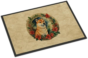 NEW Shiba Inu Christmas Flowers Doormat Front Door Mat Indoor Outdoor Rugs for Entryway, Non Slip Washable Low Pile, 18H X 27W NEW Shiba Inu Christmas Flowers Doormat Front Door Mat Indoor Outdoor Rugs for Entryway, Non Slip Washable Low Pile, 18H X 27W