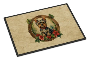 NEW Yorkie Christmas Flowers Doormat Front Door Mat Indoor Outdoor Rugs for Entryway, Non Slip Washable Low Pile, 18H X 27W NEW Yorkie Christmas Flowers Doormat Front Door Mat Indoor Outdoor Rugs for Entryway, Non Slip Washable Low Pile, 18H X 27W