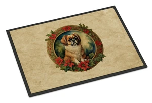 NEW Tibetan Spaniel Christmas Flowers Doormat Front Door Mat Indoor Outdoor Rugs for Entryway, Non Slip Washable Low Pile, 18H X 27W NEW Tibetan Spaniel Christmas Flowers Doormat Front Door Mat Indoor Outdoor Rugs for Entryway, Non Slip Washable Low Pile, 18H X 27W