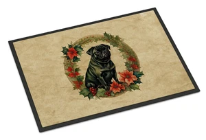 NEW Pug Christmas Flowers Doormat Front Door Mat Indoor Outdoor Rugs for Entryway, Non Slip Washable Low Pile, 18H X 27W NEW Pug Christmas Flowers Doormat Front Door Mat Indoor Outdoor Rugs for Entryway, Non Slip Washable Low Pile, 18H X 27W