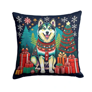 Alaskan Malamute Christmas Throw Pillow Machine Washable, Indoor Outdoor Decorative Pillow for Couch, Bed or Patio, 18Hx18W Alaskan Malamute Christmas Throw Pillow Machine Washable, Indoor Outdoor Decorative Pillow for Couch, Bed or Patio, 18Hx18W