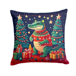 Alligator Christmas Throw Pillow Machine Washable, Indoor Outdoor Decorative Pillow for Couch, Bed or Patio, 18Hx18W Alligator Christmas Throw Pillow Machine Washable, Indoor Outdoor Decorative Pillow for Couch, Bed or Patio, 18Hx18W
