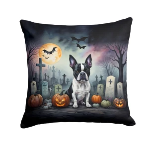 Boston Terrier Spooky Halloween Throw Pillow Machine Washable, Indoor Outdoor Decorative Pillow for Couch, Bed or Patio, 18Hx18W Boston Terrier Spooky Halloween Throw Pillow Machine Washable, Indoor Outdoor Decorative Pillow for Couch, Bed or Patio, 18Hx18W