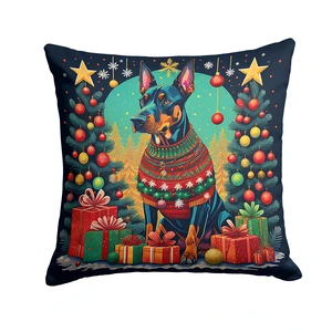Doberman Pinscher Christmas Throw Pillow Machine Washable, Indoor Outdoor Decorative Pillow for Couch, Bed or Patio, 18Hx18W Doberman Pinscher Christmas Throw Pillow Machine Washable, Indoor Outdoor Decorative Pillow for Couch, Bed or Patio, 18Hx18W