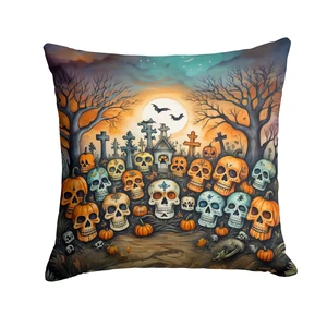 Calaveras Sugar Skulls Spooky Halloween Throw Pillow Machine Washable, Indoor Outdoor Decorative Pillow for Couch, Bed or Patio, 18Hx18W Calaveras Sugar Skulls Spooky Halloween Throw Pillow Machine Washable, Indoor Outdoor Decorative Pillow for Couch, Bed or Patio, 18Hx18W