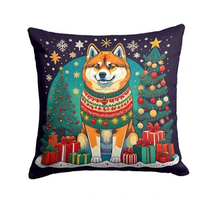 Akita Christmas Throw Pillow Machine Washable, Indoor Outdoor Decorative Pillow for Couch, Bed or Patio, 18Hx18W Akita Christmas Throw Pillow Machine Washable, Indoor Outdoor Decorative Pillow for Couch, Bed or Patio, 18Hx18W