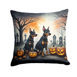 Doberman Pinscher Spooky Halloween Throw Pillow Machine Washable, Indoor Outdoor Decorative Pillow for Couch, Bed or Patio, 18Hx18W Doberman Pinscher Spooky Halloween Throw Pillow Machine Washable, Indoor Outdoor Decorative Pillow for Couch, Bed or Patio, 18Hx18W