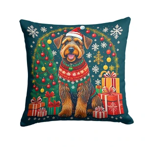 Airedale Terrier Christmas Throw Pillow Machine Washable, Indoor Outdoor Decorative Pillow for Couch, Bed or Patio, 18Hx18W Airedale Terrier Christmas Throw Pillow Machine Washable, Indoor Outdoor Decorative Pillow for Couch, Bed or Patio, 18Hx18W