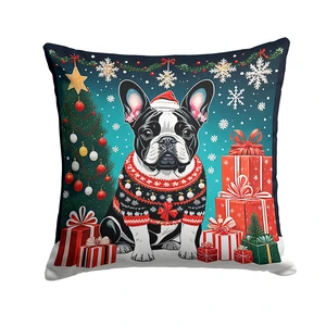 French Bulldog Christmas Throw Pillow Machine Washable, Indoor Outdoor Decorative Pillow for Couch, Bed or Patio, 18Hx18W French Bulldog Christmas Throw Pillow Machine Washable, Indoor Outdoor Decorative Pillow for Couch, Bed or Patio, 18Hx18W