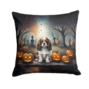 Cavalier Spaniel Spooky Halloween Throw Pillow Machine Washable, Indoor Outdoor Decorative Pillow for Couch, Bed or Patio, 18Hx18W Cavalier Spaniel Spooky Halloween Throw Pillow Machine Washable, Indoor Outdoor Decorative Pillow for Couch, Bed or Patio, 18Hx18W