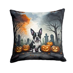 Boston Terrier Spooky Halloween Throw Pillow Machine Washable, Indoor Outdoor Decorative Pillow for Couch, Bed or Patio, 18Hx18W Boston Terrier Spooky Halloween Throw Pillow Machine Washable, Indoor Outdoor Decorative Pillow for Couch, Bed or Patio, 18Hx18W