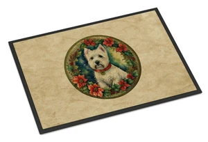 NEW Westie Christmas Flowers Doormat Front Door Mat Indoor Outdoor Rugs for Entryway, Non Slip Washable Low Pile, 18H X 27W NEW Westie Christmas Flowers Doormat Front Door Mat Indoor Outdoor Rugs for Entryway, Non Slip Washable Low Pile, 18H X 27W