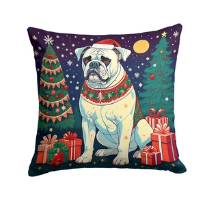 White Boxer Christmas Throw Pillow Machine Washable, Indoor Outdoor Decorative Pillow for Couch, Bed or Patio, 18Hx18W White Boxer Christmas Throw Pillow Machine Washable, Indoor Outdoor Decorative Pillow for Couch, Bed or Patio, 18Hx18W