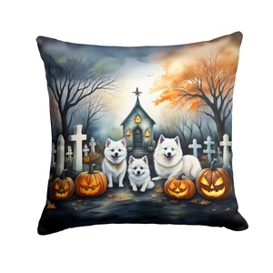 American Eskimo Spooky Halloween Throw Pillow Machine Washable, Indoor Outdoor Decorative Pillow for Couch, Bed or Patio, 18Hx18W American Eskimo Spooky Halloween Throw Pillow Machine Washable, Indoor Outdoor Decorative Pillow for Couch, Bed or Patio, 18Hx18W