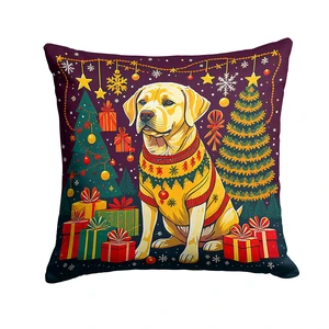 Yellow Labrador Retriever Christmas Throw Pillow Machine Washable, Indoor Outdoor Decorative Pillow for Couch, Bed or Patio, 18Hx18W Yellow Labrador Retriever Christmas Throw Pillow Machine Washable, Indoor Outdoor Decorative Pillow for Couch, Bed or Patio, 18Hx18W