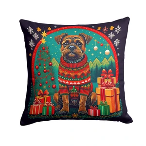 Border Terrier Christmas Throw Pillow Machine Washable, Indoor Outdoor Decorative Pillow for Couch, Bed or Patio, 18Hx18W Border Terrier Christmas Throw Pillow Machine Washable, Indoor Outdoor Decorative Pillow for Couch, Bed or Patio, 18Hx18W