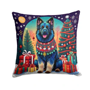 Belgian Sheepdog Christmas Throw Pillow Machine Washable, Indoor Outdoor Decorative Pillow for Couch, Bed or Patio, 18Hx18W Belgian Sheepdog Christmas Throw Pillow Machine Washable, Indoor Outdoor Decorative Pillow for Couch, Bed or Patio, 18Hx18W