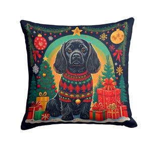Black Cocker Spaniel Christmas Throw Pillow Machine Washable, Indoor Outdoor Decorative Pillow for Couch, Bed or Patio, 18Hx18W Black Cocker Spaniel Christmas Throw Pillow Machine Washable, Indoor Outdoor Decorative Pillow for Couch, Bed or Patio, 18Hx18W