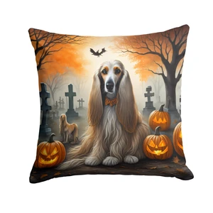 Afghan Hound Spooky Halloween Throw Pillow Machine Washable, Indoor Outdoor Decorative Pillow for Couch, Bed or Patio, 18Hx18W Afghan Hound Spooky Halloween Throw Pillow Machine Washable, Indoor Outdoor Decorative Pillow for Couch, Bed or Patio, 18Hx18W
